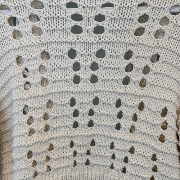 ZARA Cream Open-Knit Tie-Front Cropped Cardigan - Picture 6 of 8